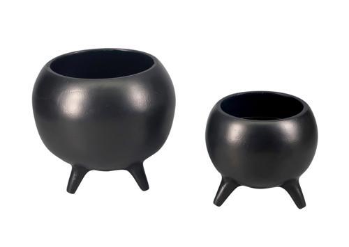 Aluminium Pot on 3 Legs (l) - Black