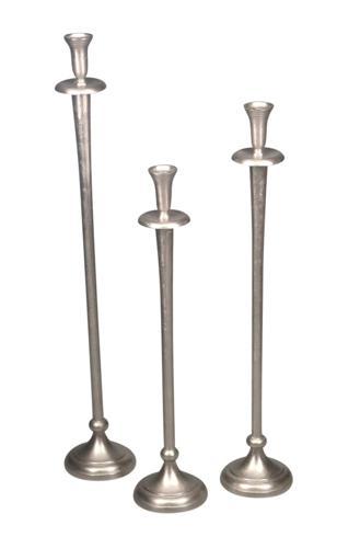 Aluminium Round Candle Holder (l) - Silver