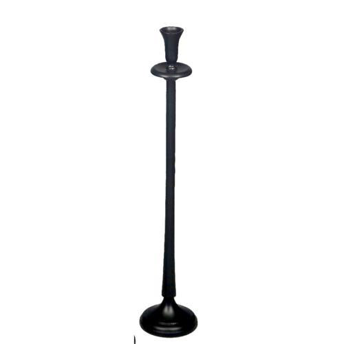 Aluminium Round Candle Holder (m) - Black - 130 X 130 X 675