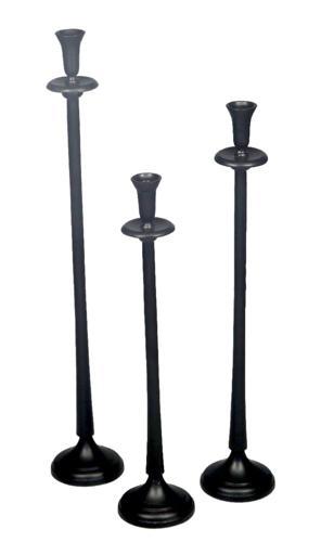 Aluminium Round Candle Holder (m) - Black - 130 X 130 X 675