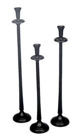 Aluminium Round Candle Holder (m) - Black - 130 X 130 X 675