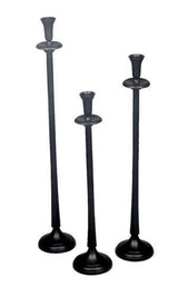 Aluminium Round Candle Holder (l) - Black - 130 X 130 X 780
