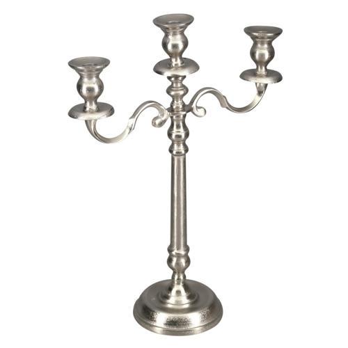 Aluminium Three Candle Holder - Silver - 335 X 135 X 450