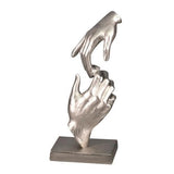 Aluminium Hands Sculpture on Black Base - Silver