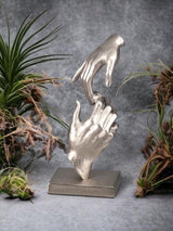 Aluminium Hands Sculpture on Black Base - Silver