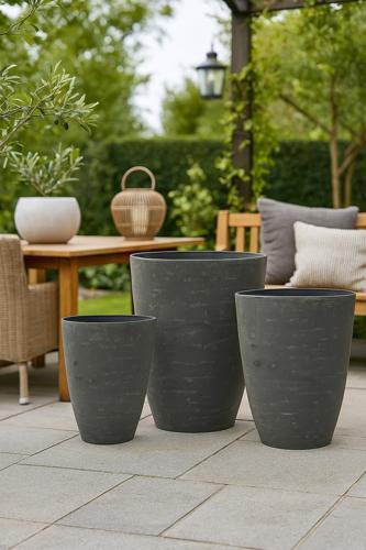 Athena Stone Lite Planter Set of 3 - Ash Stone