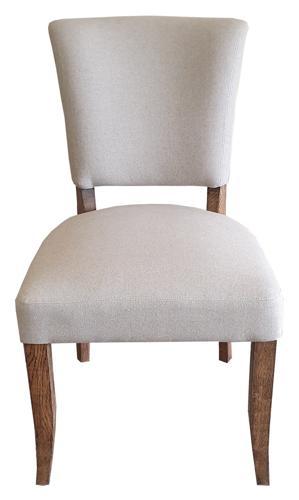 Derringer Linen Dining Chair Withoak Legs & Brass Studs