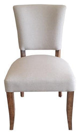 Derringer Linen Dining Chair Withoak Legs & Brass Studs