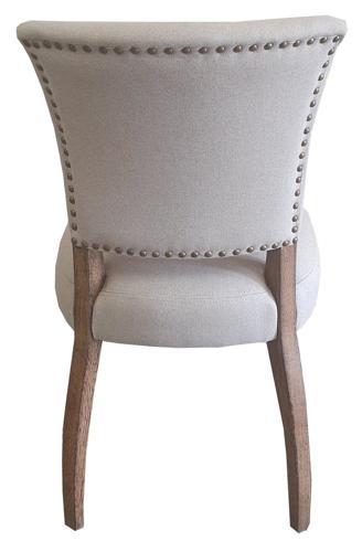 Derringer Linen Dining Chair Withoak Legs & Brass Studs