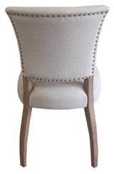 Derringer Linen Dining Chair Withoak Legs & Brass Studs