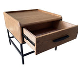 Side Table / Bedside - Oak / Metal - 600 X 610 X 550