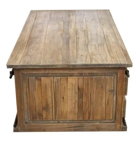 Coffee Table with Sliding Door - Old Pine / Iron