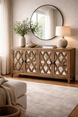 Elm Sideboard 4 Door, Mirrored Doors - 1950 X 450 X 900