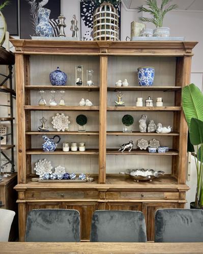 Library Cabinet Old Pine Withcream Back