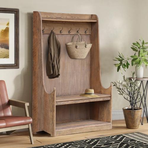 Old Oak Entrance Unit Withseat & Hooks - Reclaimed Oak