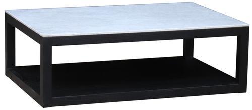 Marble Top Coffee Table - Black Oak Base - Old Pine / White Marble