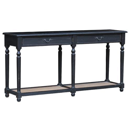 Black & Rattan Double Console