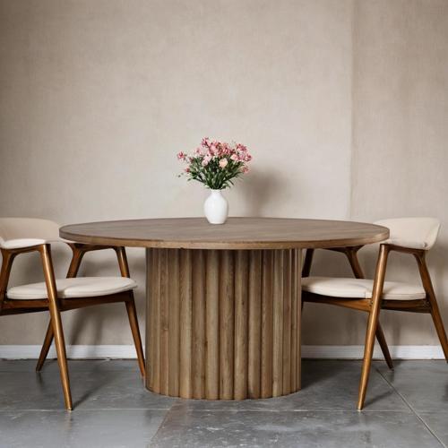 Oak Round Pedestal Dining Table - Oak - 1550 X 1550 X 760