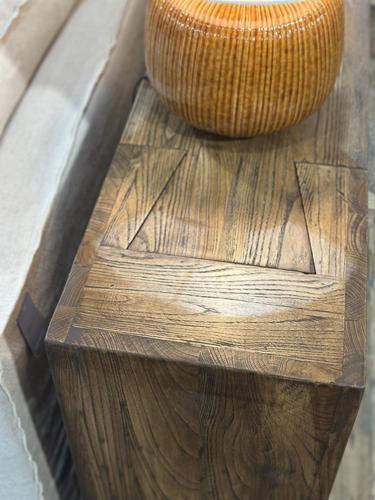 Doveteail Block Console Antique Elm Reclaimed Elm