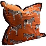 Snugg & Co. Cushion Cover - Zebra Print Cushion Cover - Orange Velvet
