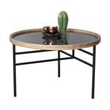 Wooden & Metal Coffee Table - Natural / Black - 600 X 600 X 380