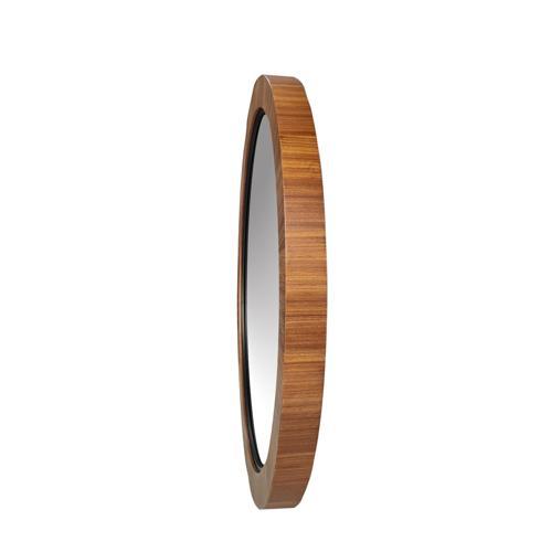 Teak & Black Round Mirror - Teak Veneer / MDF
