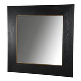 Black Oak & Gold Square Mirror - Oak Veneer / MDF