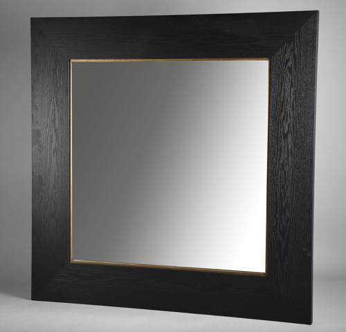 Black Oak & Gold Square Mirror - Oak Veneer / MDF