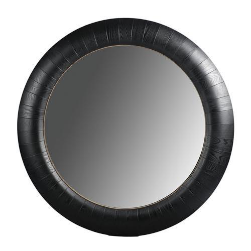 Black Oak & Gold Round Mirror - Oak Veneer / MDF - 1520x1520x65; 31kgs