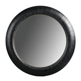Black Oak & Gold Round Mirror - Oak Veneer / MDF - 1520x1520x65; 31kgs