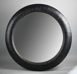 Black Oak & Gold Round Mirror - Oak Veneer / MDF - 1520x1520x65; 31kgs