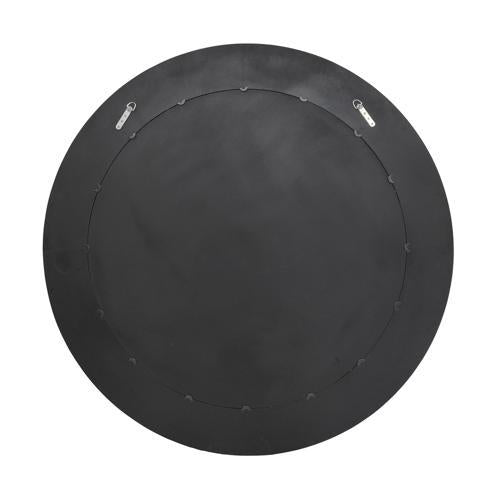 Black Oak & Gold Round Mirror - Oak Veneer / MDF - 1520x1520x65; 31kgs