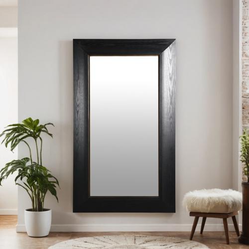 Black Oak Rectangle Wall Mirror - Oak Veneer / MDF