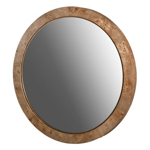 Burl Walnut Round Mirror - Veneer / MDF - 1120x1125x80; 16kgs