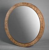 Burl Walnut Round Mirror - Veneer / MDF - 1120x1125x80; 16kgs
