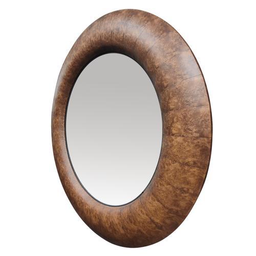 Walnut Round Mirror - Veneer / MDF - 1100x1100x60; 13kgs