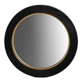 Black Oak & Gold Round Mirror - Veneer / MDF