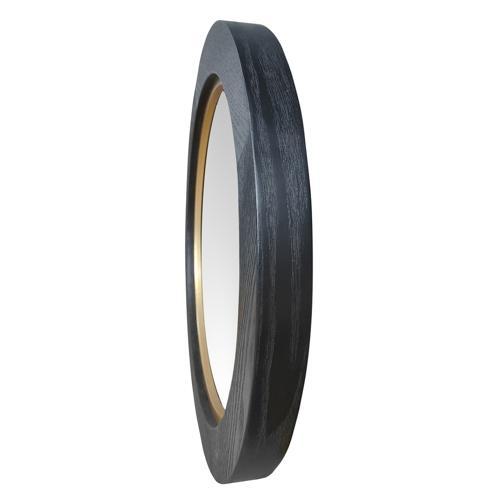 Black Oak & Gold Round Mirror - Veneer / MDF