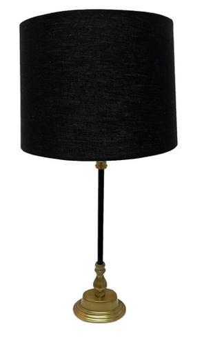 Table Lamp - Aluminium / Black & Brass Finish / Shade - Black Linen