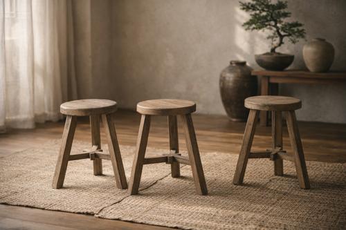 Lotus & Jade Stool - Elm