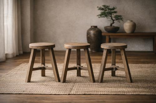 Lotus & Jade Stool - Elm