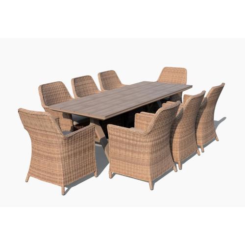 Raffles Bay Outdoor Poly Wood Table with Aluminium Base - Natural Light Oak