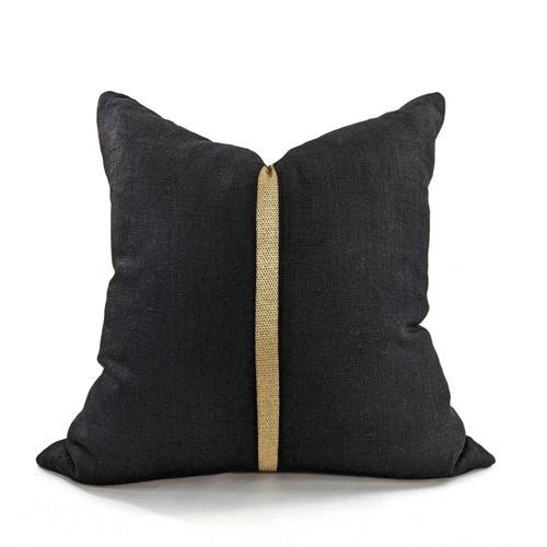 Cushion Cover - Braid Linen - Black / Gold - 550 X 550