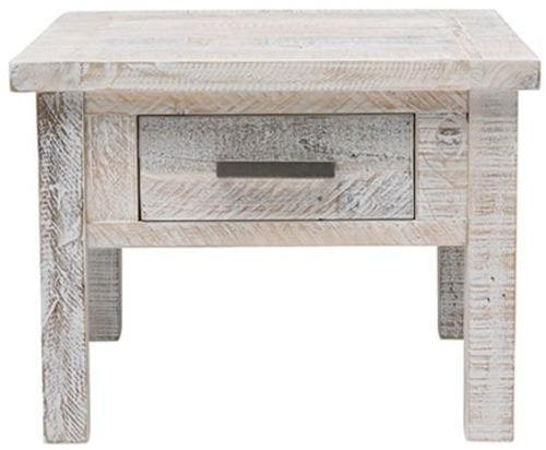 Barbados Whitewash Side Table - 600 X 600 X 450