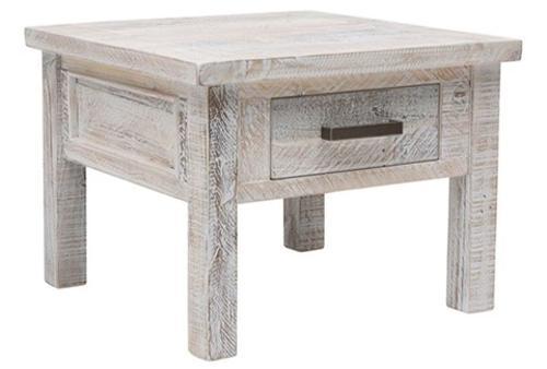 Barbados Whitewash Side Table - 600 X 600 X 450