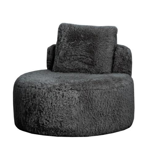 Sophie Round Accent Chair - Graphite Faux Sheepskin