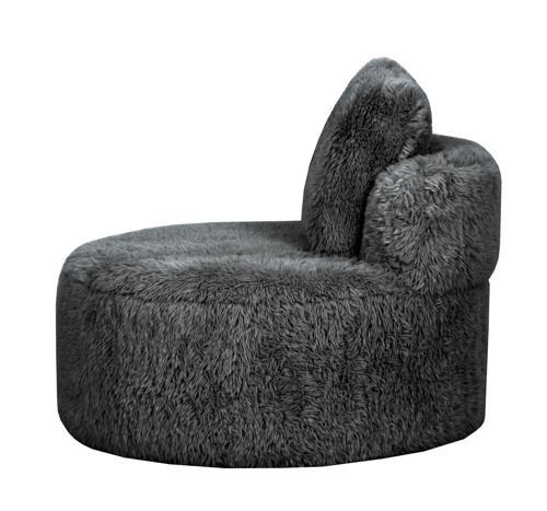 Sophie Round Accent Chair - Graphite Faux Sheepskin