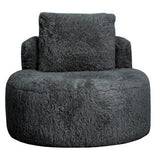 Sophie Round Accent Chair - Graphite Faux Sheepskin