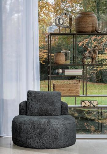 Sophie Round Accent Chair - Graphite Faux Sheepskin