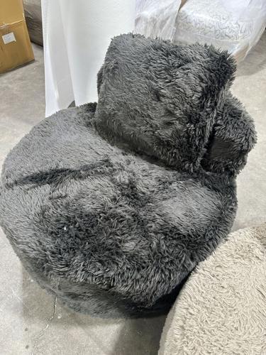 Sophie Round Accent Chair - Graphite Faux Sheepskin